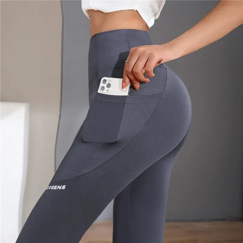 Leggings Sem Costura com Bolso para Mulheres