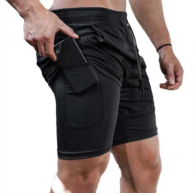 Shorts de corrida masculino 2 em 1